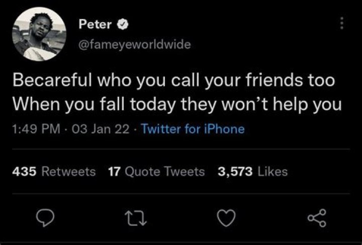 ‘Be Careful Who You Call Your Friends’ – Fameye Advises