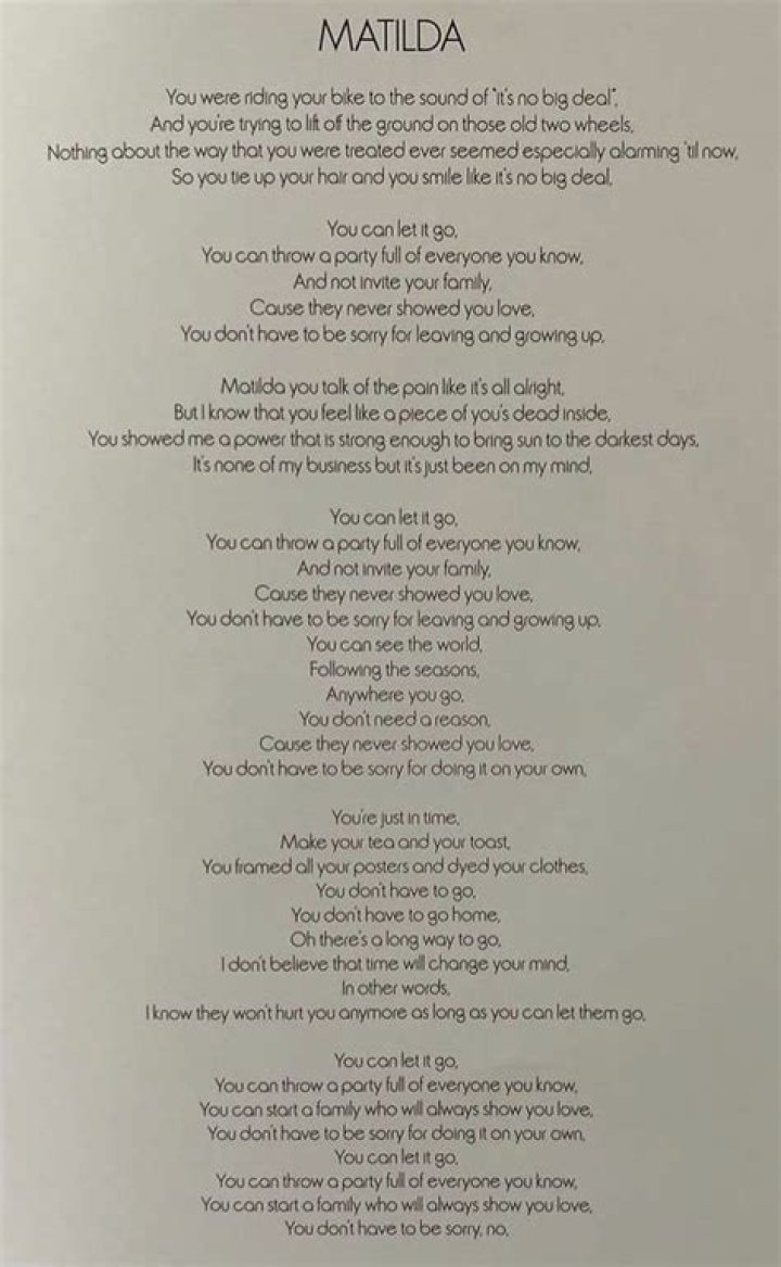 LYRICS: Harry Styles – Matilda