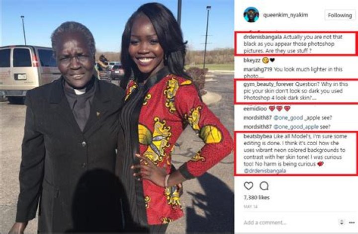 Sudanese Model, ‘Queen Of The Dark’ Accused Of Faking Her Black Skin Colour After Sharing Lighter Photo With Her Mom