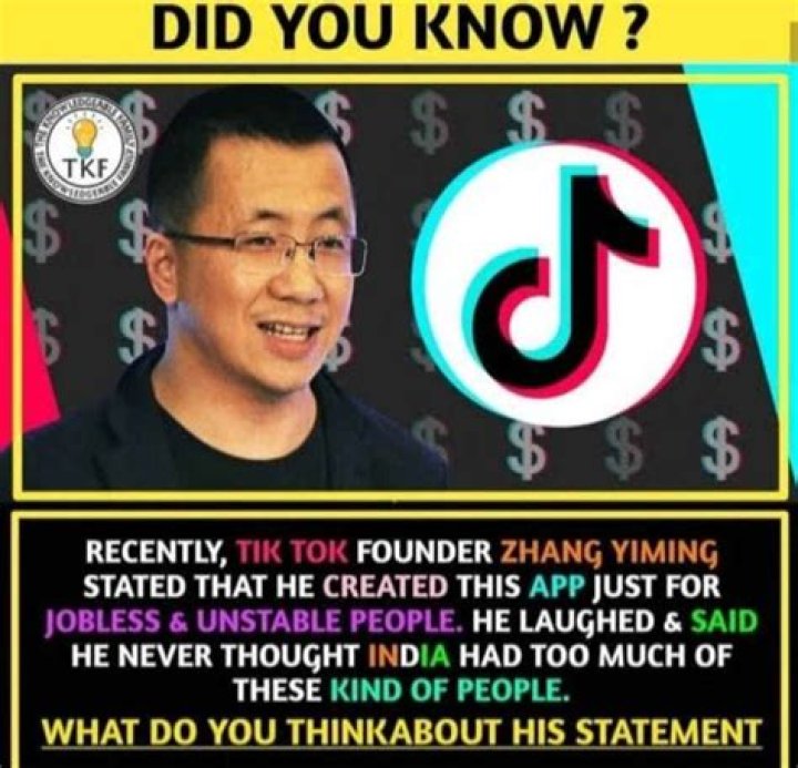 TikTok Was Created For Jobless and Unstable People – TikTok Founder, Zhang Yiming Reveals