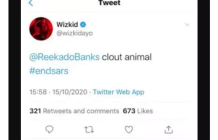 Wizkid Insults Reekado Banks On Twitter But Deletes Tweet [SCREENSHOT]